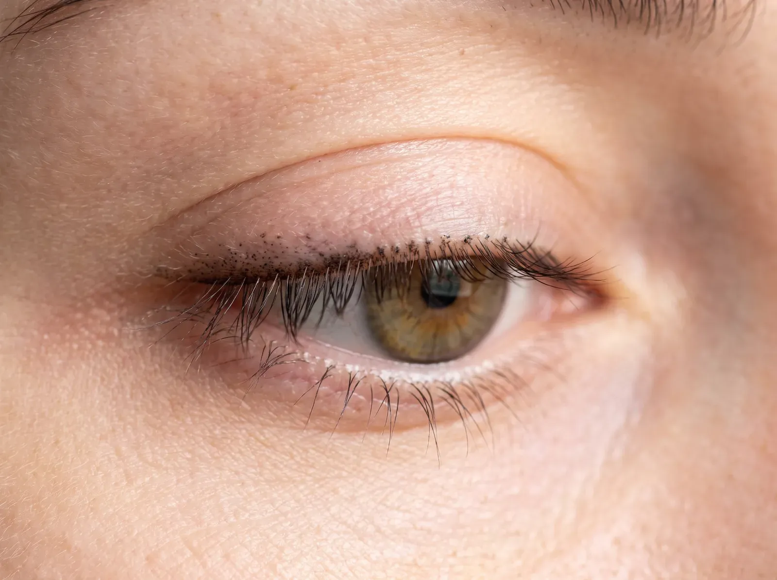 Auge mit verdichtetem Wimpernkranz ohne sichtbaren Lidstrich